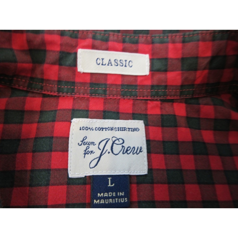 J CREW Shirt Mens L Red Check 100% Cotton Long Sleeve Button Down Classic Casual - Picture 6 of 10